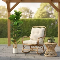 HOMCOM Pianta di Fico Artificiale Verde in PEVA e Legno con Vaso Contenitore in PP e Cemento, 50x50x150 cm(m-9)