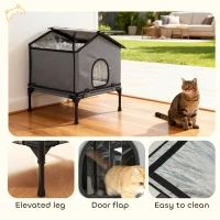 PawHut Outdoor Cat House, Waterproof Insulated Cat Kennel with Elevated Base, Foldable Feral Kitty Shelter for Kittens, Grey(m-8)