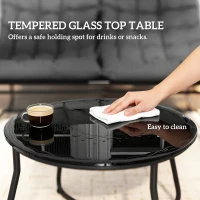 Outsunny Four-Piece Curved Seat Garden Sofa Set - Grey/Black(m-7)