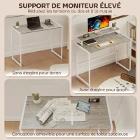 HOMCOM Bureau d'ordinateur pliable avec support d'écran, pour chambre, petits espaces, 100 x 48 x 87,5 cm, bois naturel(m-5)