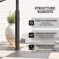 Outsunny Tonnelle de barbecue à deux niveaux auvent de réception pour jardin avec lumière LED 240 x 150 x 250 cm kaki(m-7)