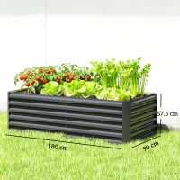 Outsunny Raised Garden Bed with Open Bottom and Rounded Edges, 180x90x57.5 cm, Dark Gray(m-3)