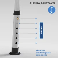 HOMCOM Cadeira de Duche para Idosos com Encosto e Altura Ajustável em 6 Níveis, Carga Máxima de 136 kg Azul Claro e Branco(m-7)