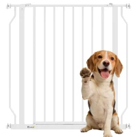 PawHut Extra Wide Dog Gate, with Door Pressure, for Doorways, Hallways, Staircases - White(m-10)