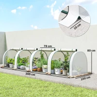 Outsunny Serra, serra a tunnel resistente all'inverno con porta avvolgibile con cerniera 395 x 100 x 80 cm Bianco(m-3)