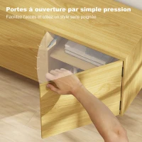 HOMCOM Meuble TV 180 cm, meuble télé pour 82 pouces avec 4 portes à ouverture par pression 180x35x55,5cm bois naturel(m-5)