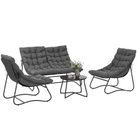 Outsunny Four-Piece Curved Seat Garden Sofa Set - Grey/Black(m-10)