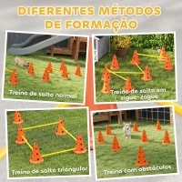 PawHut Conjunto de Agilidade para Cães Barreiras de Obstáculos para Treino de Coordenação 8 Cones 8 Barras Bolsa de Transporte Laranja(m-5)