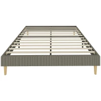 HOMCOM Cadre de lit 160 x 200 cm avec sommier à lattes en bois, lit double rembourré en velours côtelé, gris(m-11)