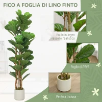 HOMCOM Pianta di Fico Artificiale Verde in PEVA e Legno con Vaso Contenitore in PP e Cemento, 50x50x150 cm(m-4)