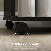 HOMCOM Armoire penderie Meuble de Rangement Mobile 6 roulettes 120L x 40l x 128H cm en bois Noir(m-6)