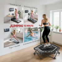 SPORTNOW Fitnesstrampoline met verstelbare T-handgreep, opvouwbaar, draagtas, 120 kg draagvermogen, staal, kunststof, zwart(m-8)
