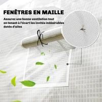 Outsunny Serre de jardin tunnel 24m² 8L x 3l x 2H m - 16 fenêtres, Porte zippée enroulable acier galvanisé, bâche PE, Blanc(m-6)