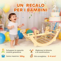AIYAPLAY Arco Montessori in Legno per Bambini 2-4 Anni Convertibile in Dondolo 110x52x45 cm, color Legno(m-7)