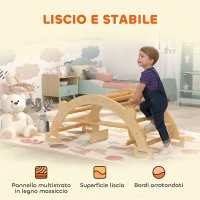 AIYAPLAY Arco Montessori in Legno per Bambini 2-4 Anni Convertibile in Dondolo 110x52x45 cm, color Legno(m-5)