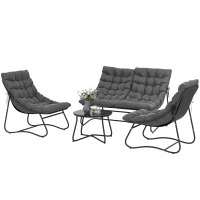 Outsunny Four-Piece Curved Seat Garden Sofa Set - Grey/Black(m-11)