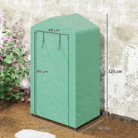 Outsunny Estufa de Jardim de 3 Níveis Porta Enrolável Estrutura Metálica Cobertura de PE Anti-UV 69x49x125 cm Verde(m-3)