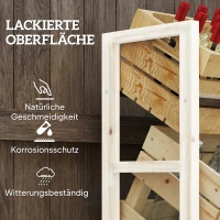Outsunny Getränkekistenregal für 3 Getränkekisten Getränkeregal Holz Kistenregal mit 3 Ebenen 56 x 32 x 112 cm Naturholz(m-7)