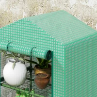 Outsunny Estufa de Jardim de 3 Níveis Porta Enrolável Estrutura Metálica Cobertura de PE Anti-UV 69x49x125 cm Verde(m-9)