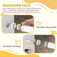 PawHut Barreira de Segurança Extensível para Cães 75-85 cm para Portas e Escadas com Portinhola Pequena Montagem por Pressão Duplo Bloqueio Branco(m-8)