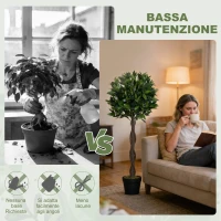 Outsunny Set di 2 Alberi di Alloro in Vaso, Piante Finte in Plastica Altezza 120cm per Interni(m-5)