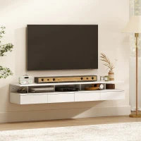 HOMCOM Conjunto de 2 Mesas de Cabeceira Suspensas com Gaveta e Prateleira Aberta, 35x32x22.5 cm, Branco(m-4)