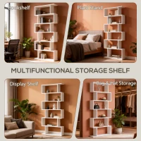 HOMCOM Estantería para Libros Moderna Librería con 6 Estantes para Comedor Salón Estudio 80x23x192 cm Blanco(m-7)