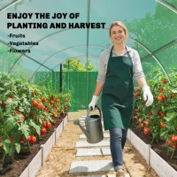 Outsunny Greenhouse approx. 4 x 3 x 2 m Polytunnel with 2 Roll-Up Zipper Doors & 8 Mesh Windows, Support Bars, Green(m-5)