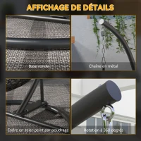 Outsunny Support de fauteuil suspendu, support chaise suspendue avec base ronde, cadre en métal robuste, Ø 102 x 195 cm, noir(m-7)