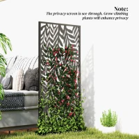 Outsunny Divisorio 65 x 130 cm Autoportante/Appeso Paravento, Parete divisoria schermante in metallo Nero(m-5)