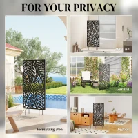 Outsunny Separator de cameră 65 x 130 cm, paravan freestanding/suspendat, panou de protecție vizuală din metal, Negru(m-4)