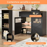 Bancone bar allungabile con vano portaoggetti e girevole a 360°, 138-204x39x104 cm, Nero(m-4)