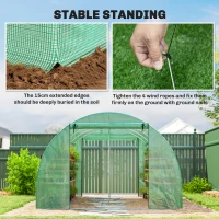 Outsunny Greenhouse approx. 4 x 3 x 2 m Polytunnel with 2 Roll-Up Zipper Doors & 8 Mesh Windows, Support Bars, Green(m-4)