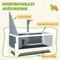 PawHut Wooden Tortoise House with Storage Shelf, Clear Observation Windows, Lamp Holder, Openable Top, Built-in Tray, Grey(m-4)