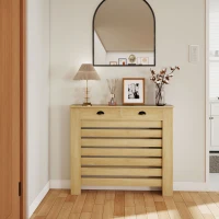 HOMCOM Cubre Radiadores de MDF con Cajón Cubierta para Radiador para Salón Dormitorio Pasillo 111x19x95,5 cm Roble(m-2)