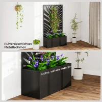 Outsunny verhoogde plantenbak met scherm, bloembak van metaal, tuinklimrek 61 x 23 x 113 cm(m-7)