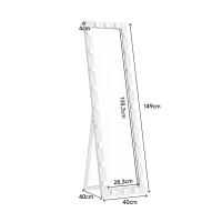 HOMCOM Ganzkörperspiegel 150x40 cm LED Spiegel mit 24 Glühbirnen 3 Lichtfarbe, freistehend, anlehnbar oder zur Wandmontage Weiß(m-3)