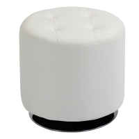 HOMCOM Poggiapiedi da salotto girevole a 360°, pouf ottomano rotondo imbottito in PU con base in acciaio, Ø 45,5 x 44,5 cm, bianco