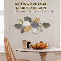 HOMCOM Metal Wall Art, Modern Hanging Wall Decor with Unique Leaf Design for Living Room Bedroom Entryway(m-4)