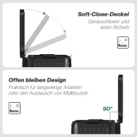 HOMCOM Keukenprullenbak, 2 x 20 L vakken, efficiënte afvalscheiding, voetpedaal, kunststof, metaal, zwart(m-5)