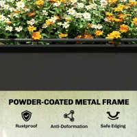 Outsunny Raised Planter with Flip-Up Greenhouse Cover, Metal Raised Garden Bed on Legs with Drainage Hole, Black(m-9)