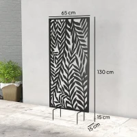 Outsunny Separator de cameră 65 x 130 cm, paravan freestanding/suspendat, panou de protecție vizuală din metal, Negru(m-3)