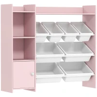 AIYAPLAY Toy Storage Unit with 8 Removable Bins, Storage Shelves, Cabinet, Pink(m-1)