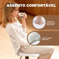 HOMCOM Conjunto de 2 Bancos Altos de Cozinha Giratórios a 360° Reguláveis em Altura de 84-105 cm 40,5x43x84-105 cm Branco(m-4)