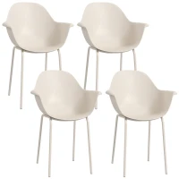 Outsunny Set 4 Sedie in Plastica con Piedini Antiscivolo, 59x55x84 cm, Grigio(m-1)