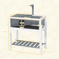 PawHut Wooden Tortoise House with Storage Shelf, Clear Observation Windows, Lamp Holder, Openable Top, Built-in Tray, Grey(m-3)