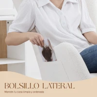 HOMCOM Mecedora de Terciopelo de Teddy con Respaldo Acolchado Almohada y Base de Madera de Caucho Carga 120 kg Crema(m-6)