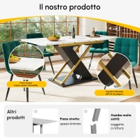 Mesa de comedor extensible, mesa de cocina-salón con patas cruzadas, 120-160x80x75,4 cm, Blanco+Negro(m-4)