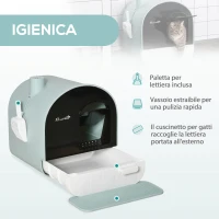 PawHut Lettiera per Gatti Chiusa con Filtri, Paletta e Vassoio, Struttura in PP, 43x44x47cm, Verde(m-4)