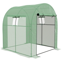 Outsunny Estufa de Exterior com 2 Portas Enroláveis 2 Janelas em Rede Cobertura PE 135g/m² Anti-UV Cultivo e Plantas 180x180x200 cm Verde